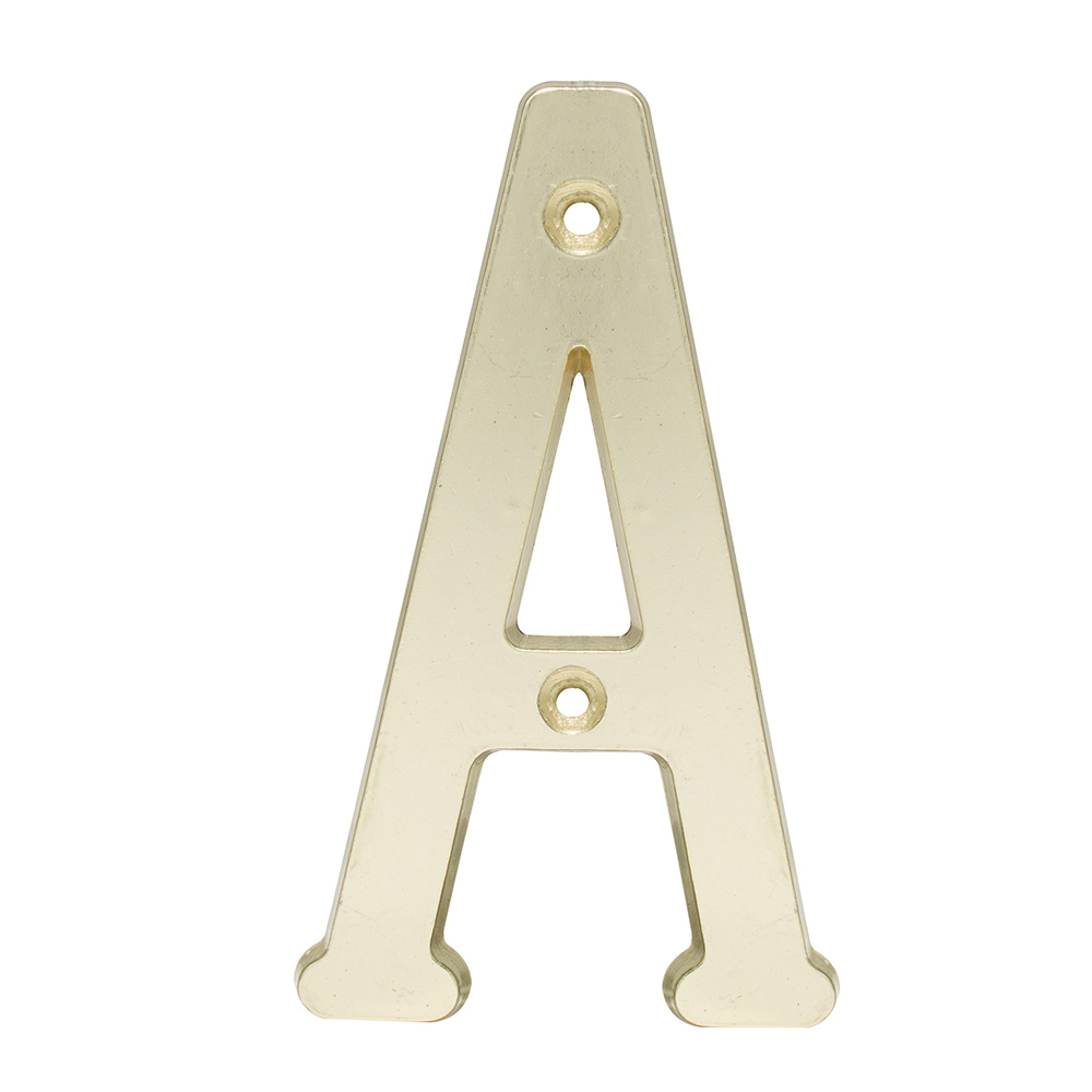 Letra A slim 4″ latón brillante Lock
