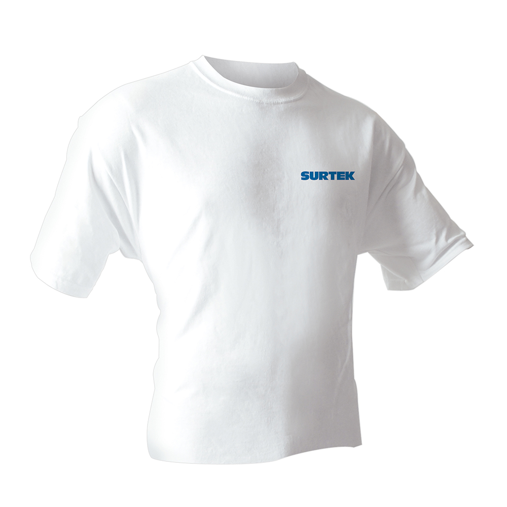 Playera cuello redondo color blanco talla L Surtek PLA100L