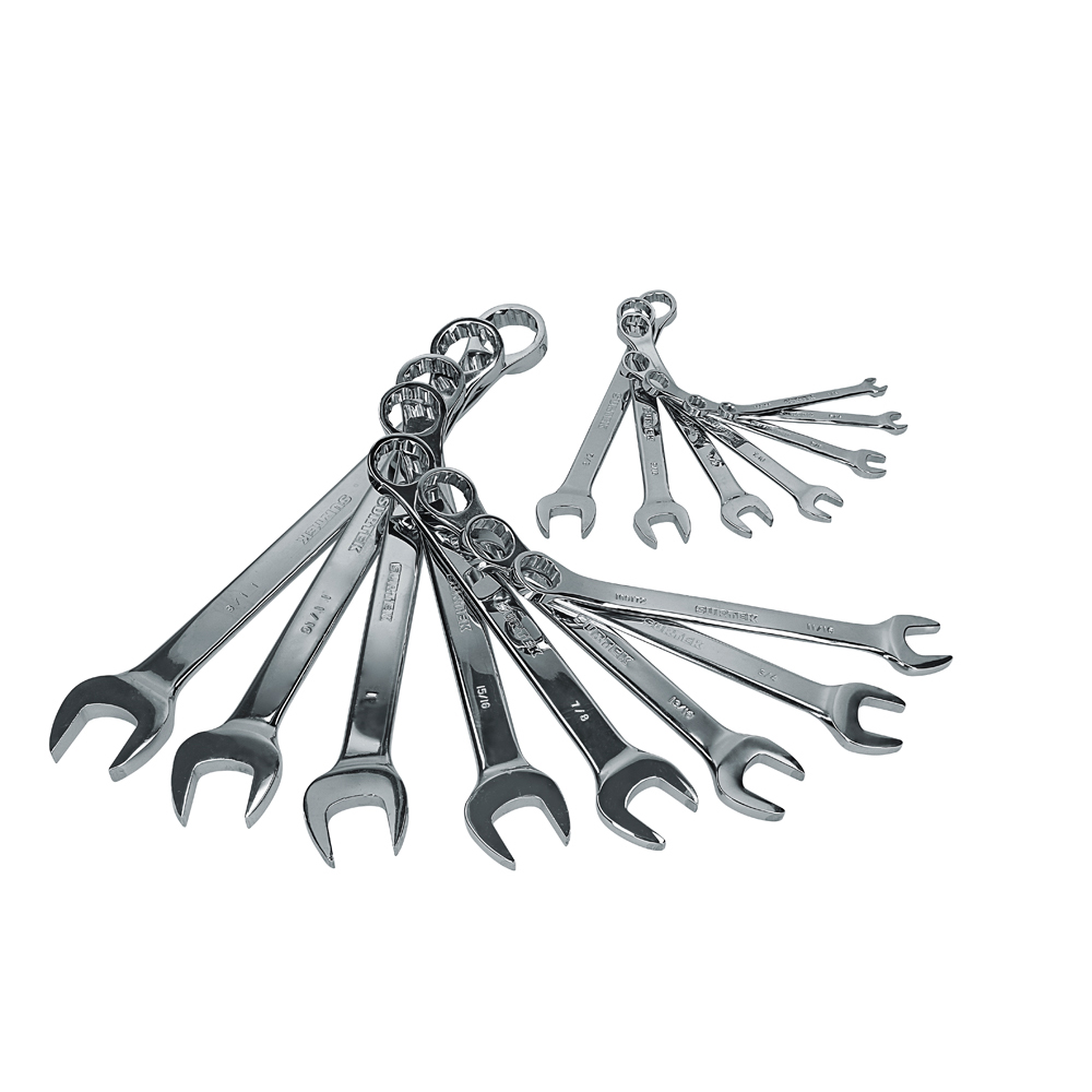 100519 Mirror-polished combination wrench set, 15 pieces rack Surtek