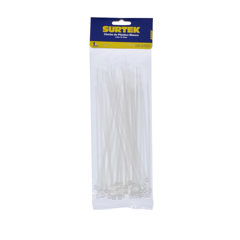 114208 Plastic cable Tie natural color 50 pieces 203 x 3.6mm Surtek