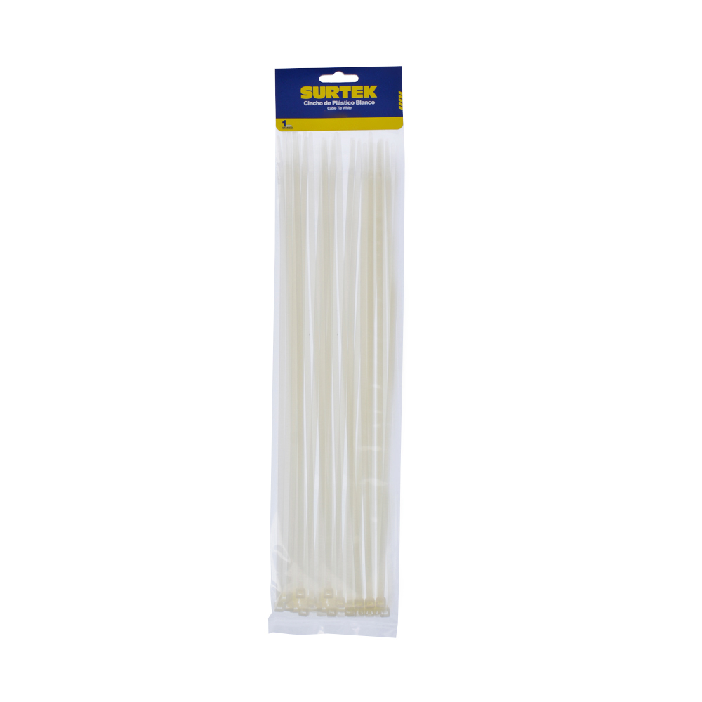 114212 Plastic cable Tie White color 50 pieces 300 x 4.6mm Surtek