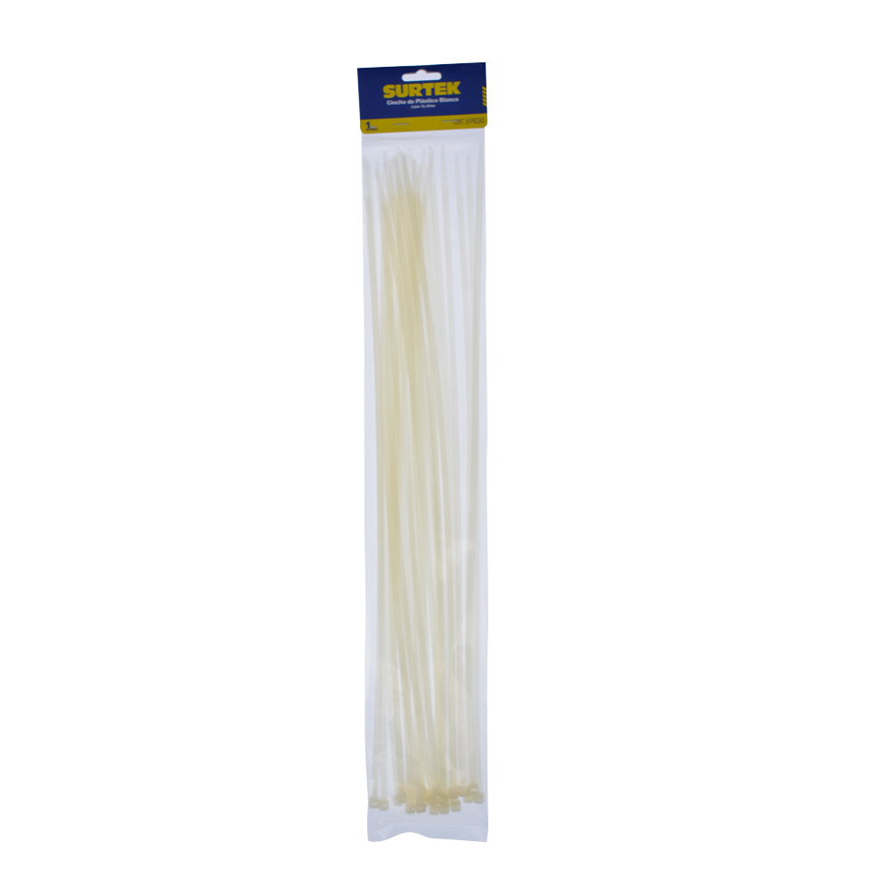 114216 Plastic cable Tie White color 25 pieces 450 x 4.8mm Surtek