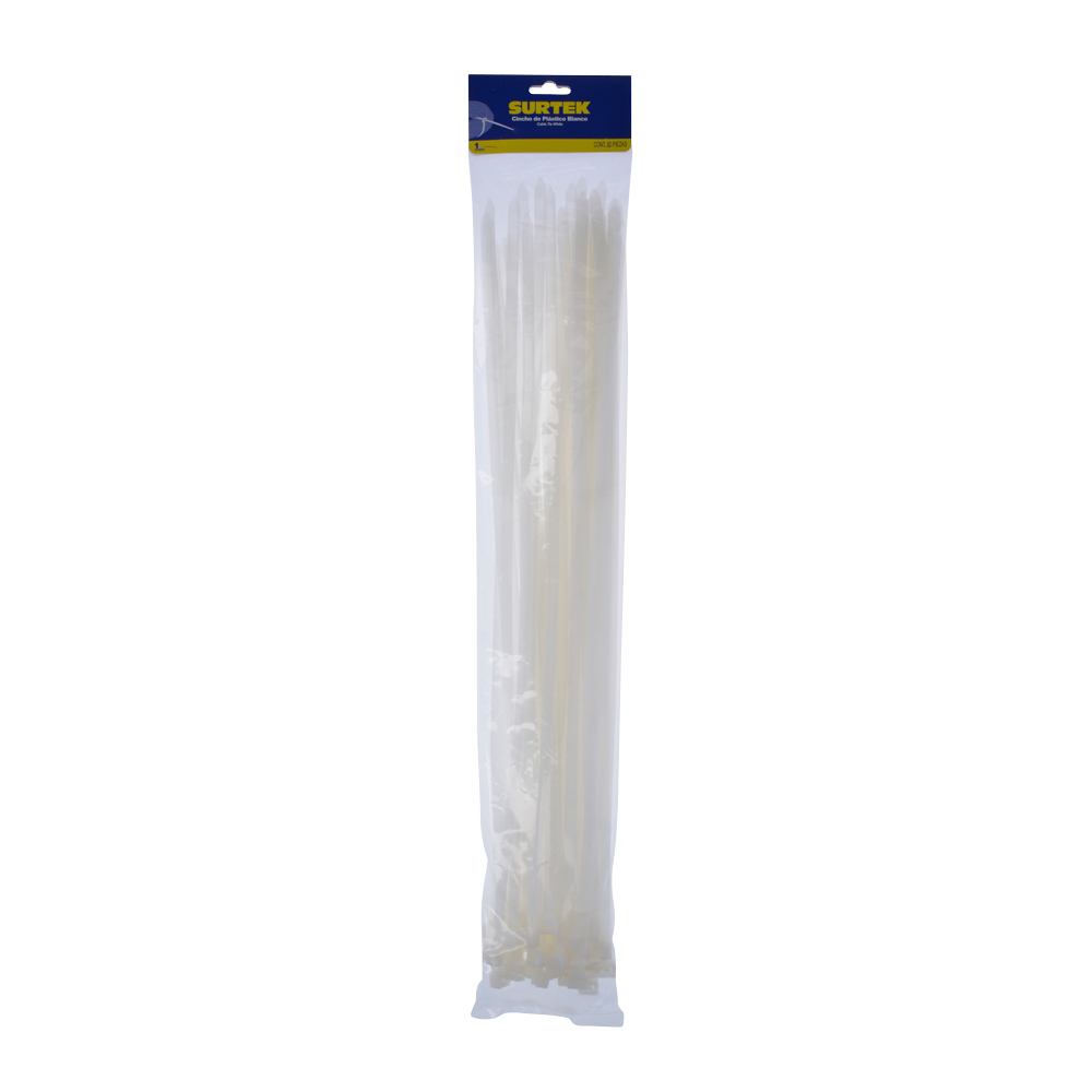 114225 Plastic cable Tie white color 50 pieces 400 x 7.6mm Surtek