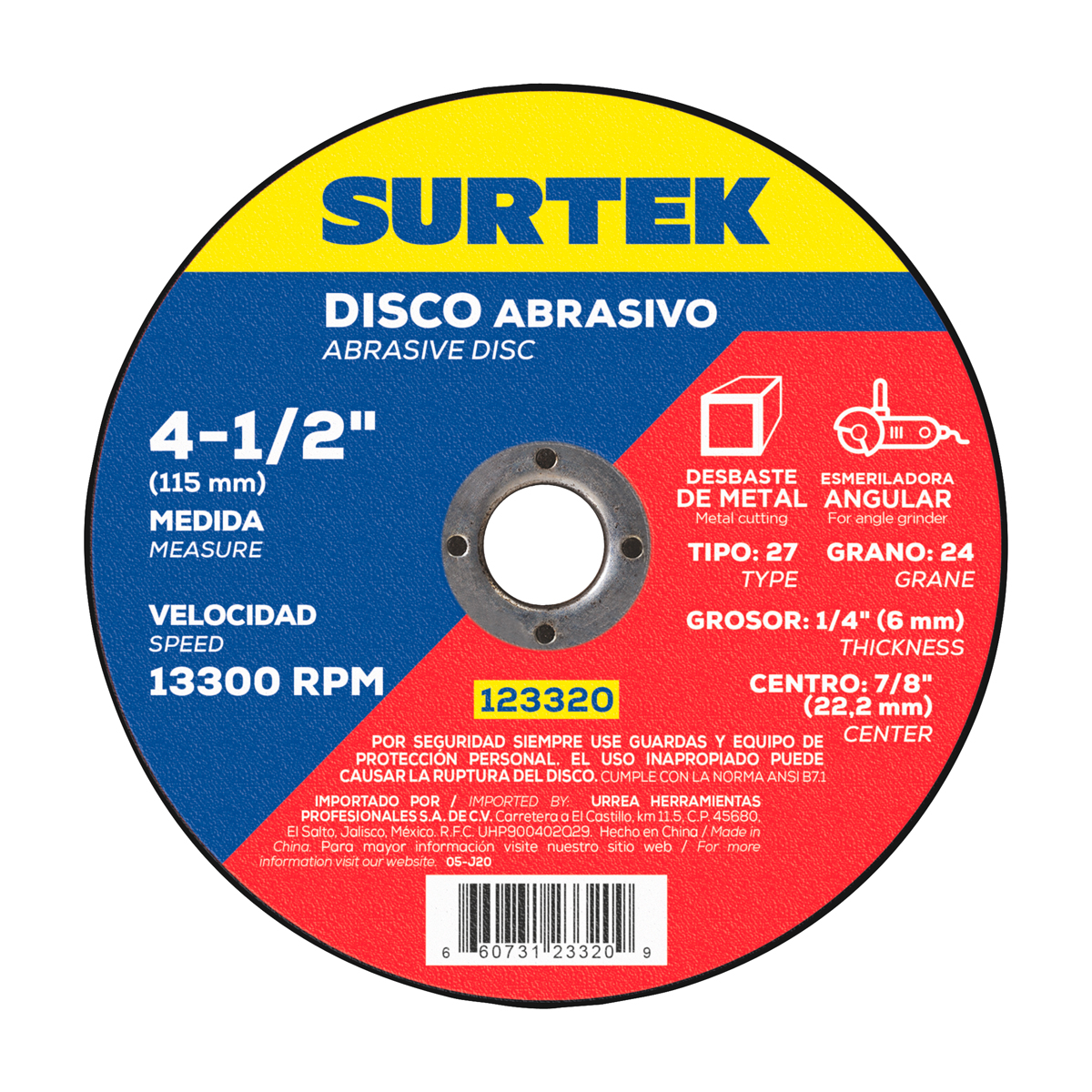 Imagen para Disco abrasivo tipo 27 para metal 4-1/2" x 1/4" uso ligero de Grupo Urrea Imagen para Disco abrasivo tipo 27 para metal 4-1/2" x 1/4" uso ligero de Grupo Urrea