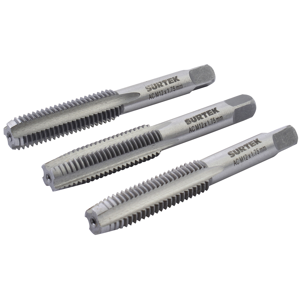 123865 Carbon steel tap set, 3 pieces M12 x 1.75 Surtek