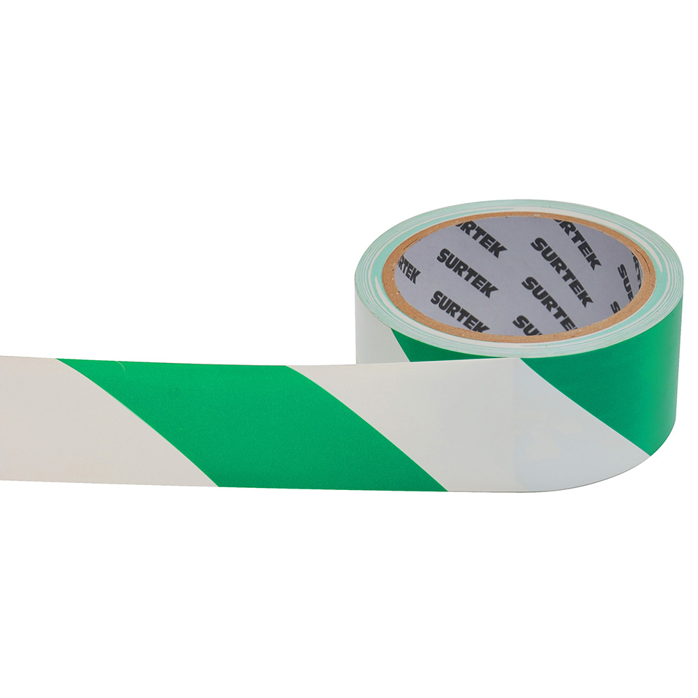 138062 White and green signaling tape 18m Surtek