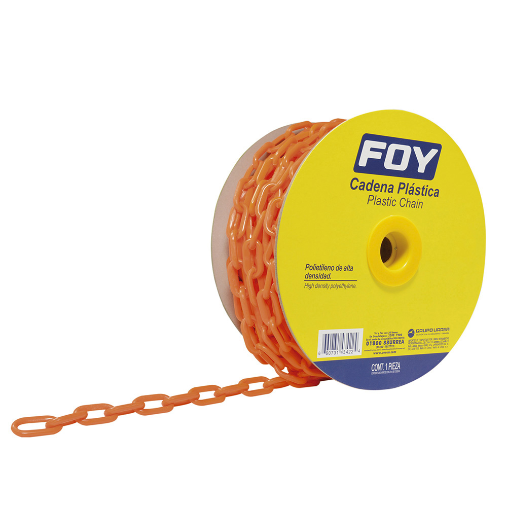 Imagen para Cadena plástica 6 mm x 1/4" 25mt 40 kg naranja de Grupo Urrea Imagen para Cadena plástica 6 mm x 1/4" 25mt 40 kg naranja de Grupo Urrea