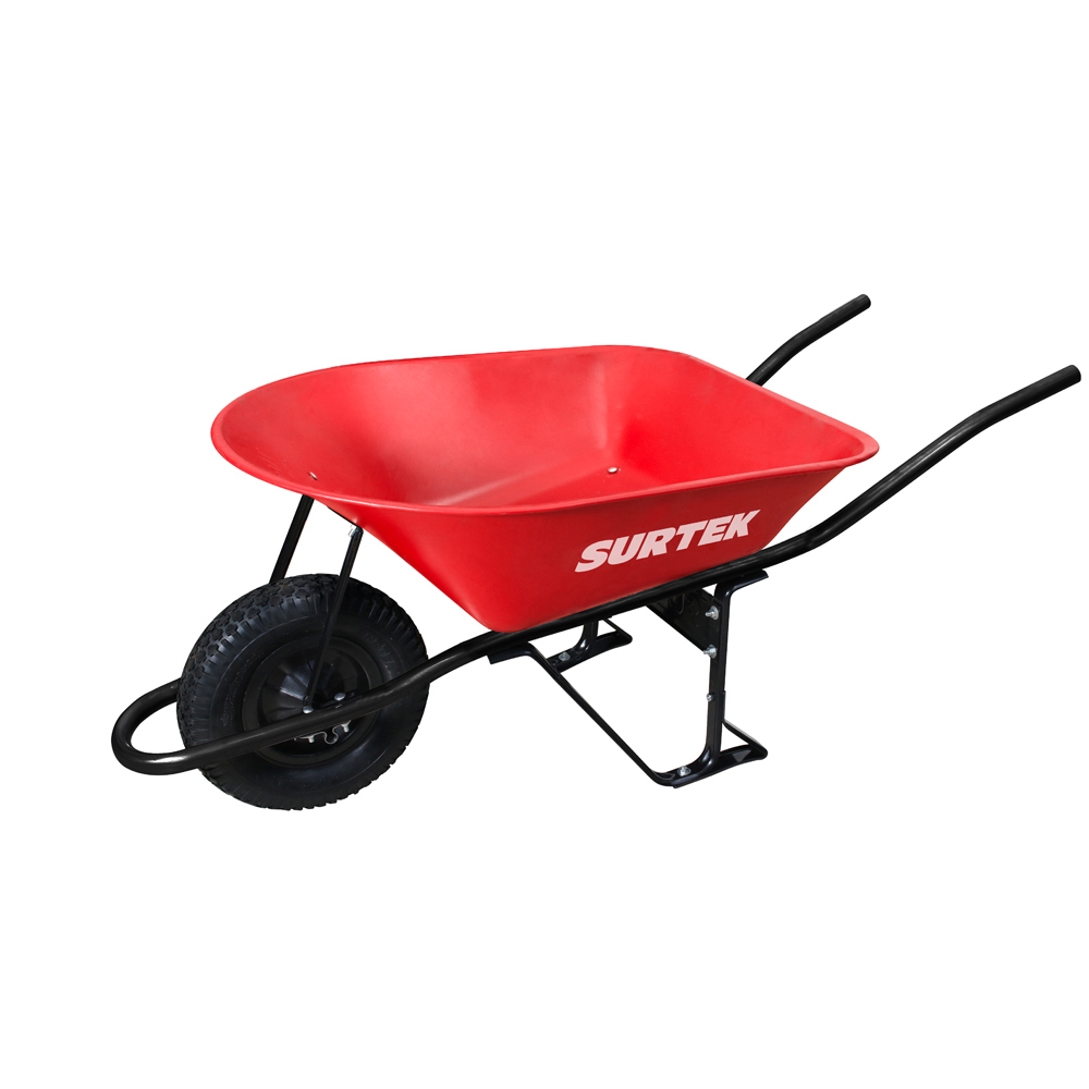 CAT604 6 Ft3 Wheelbarrow With Metal Handle And Heavy Duty Pneumatic 4-Ply Wheel