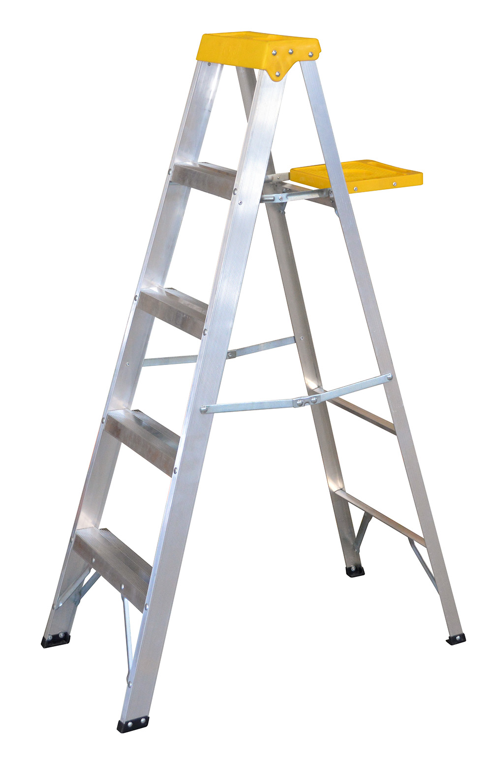 Imagen para Escalera de tijera tipo 3 de a luminio y tapa plástica con 4 peldaños de Grupo Urrea