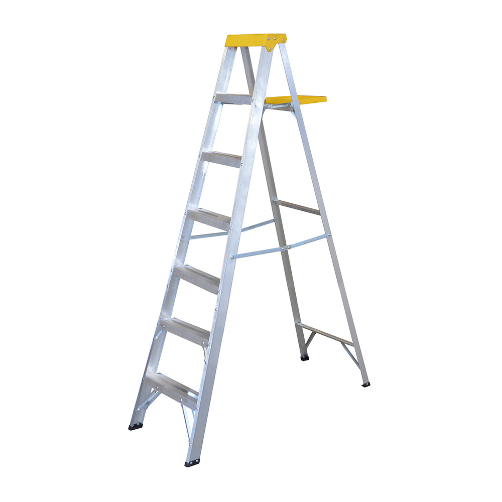 Imagen para Escalera de tijera tipo 3 de aluminio y tapa plástica con 6peldaños de Grupo Urrea