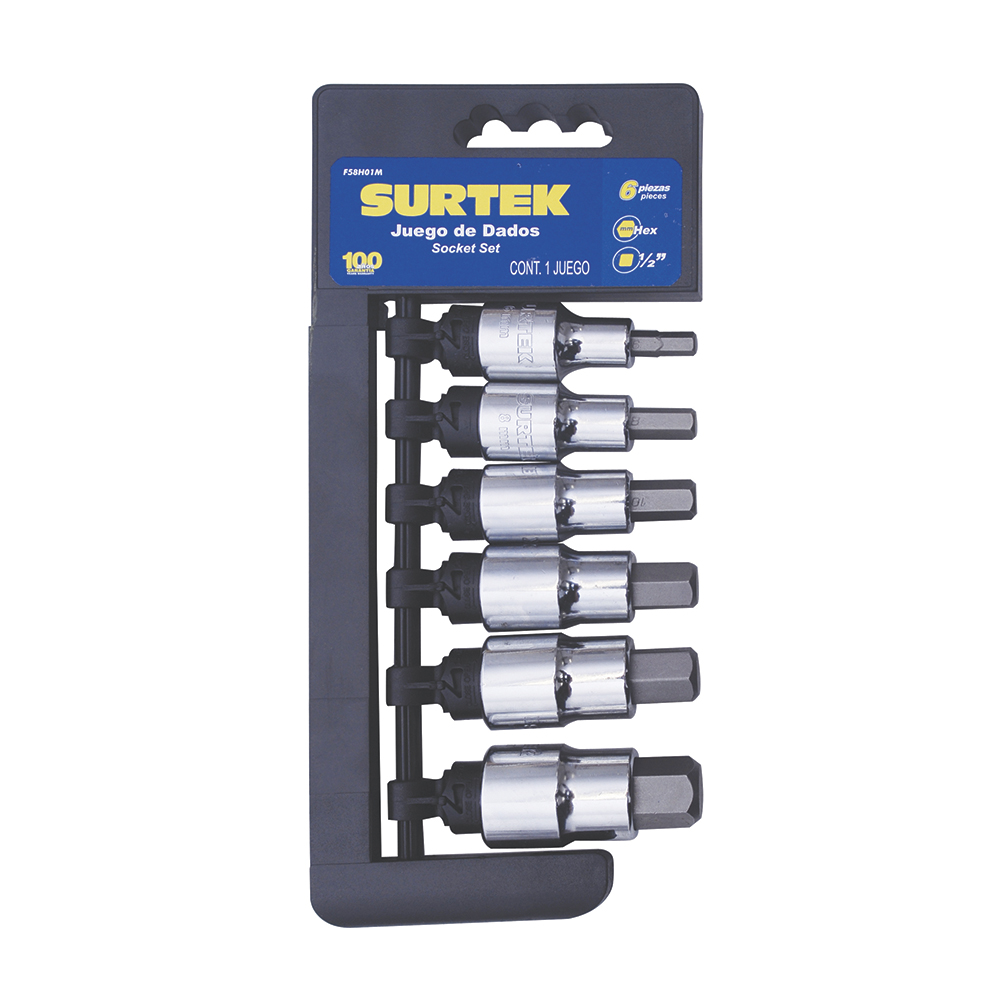 F58H01M 6 Hexagonal metric Socket set 1/2” Surtek