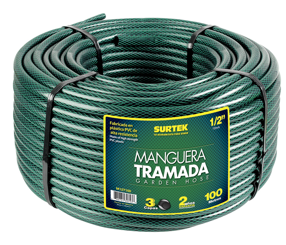 M12T100 Green Woven garden hose 1/2" 100m reel