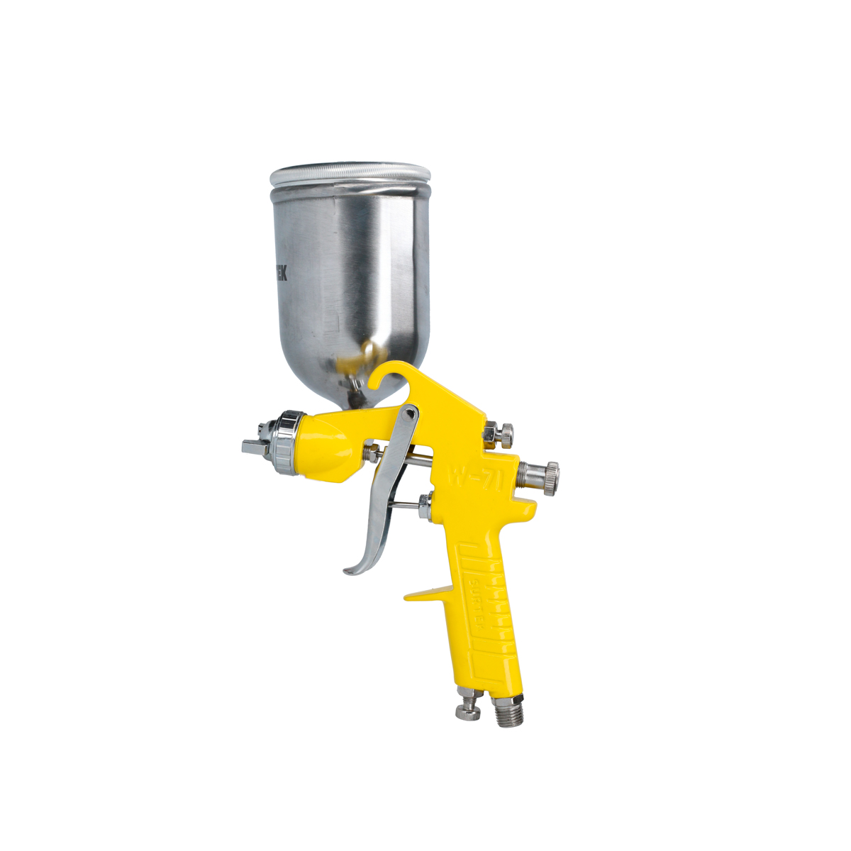 PPG3 Gravity feed paint gun with rotary cup.  Working pressure 70 psi, cup capacity 300ml. 1/4" air inlet. Air consumption 2.6 sfcm Surtek