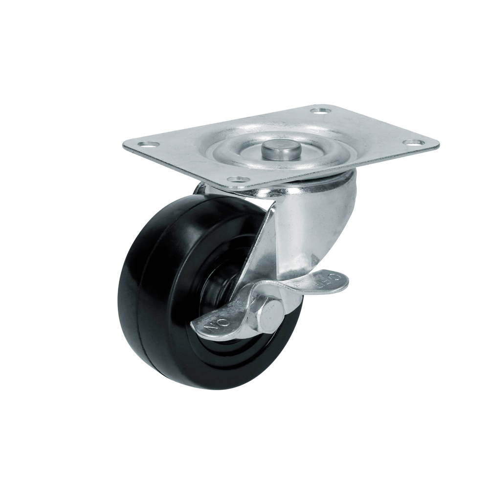 RH7B Mobile rubber caster with brake 3" Surtek