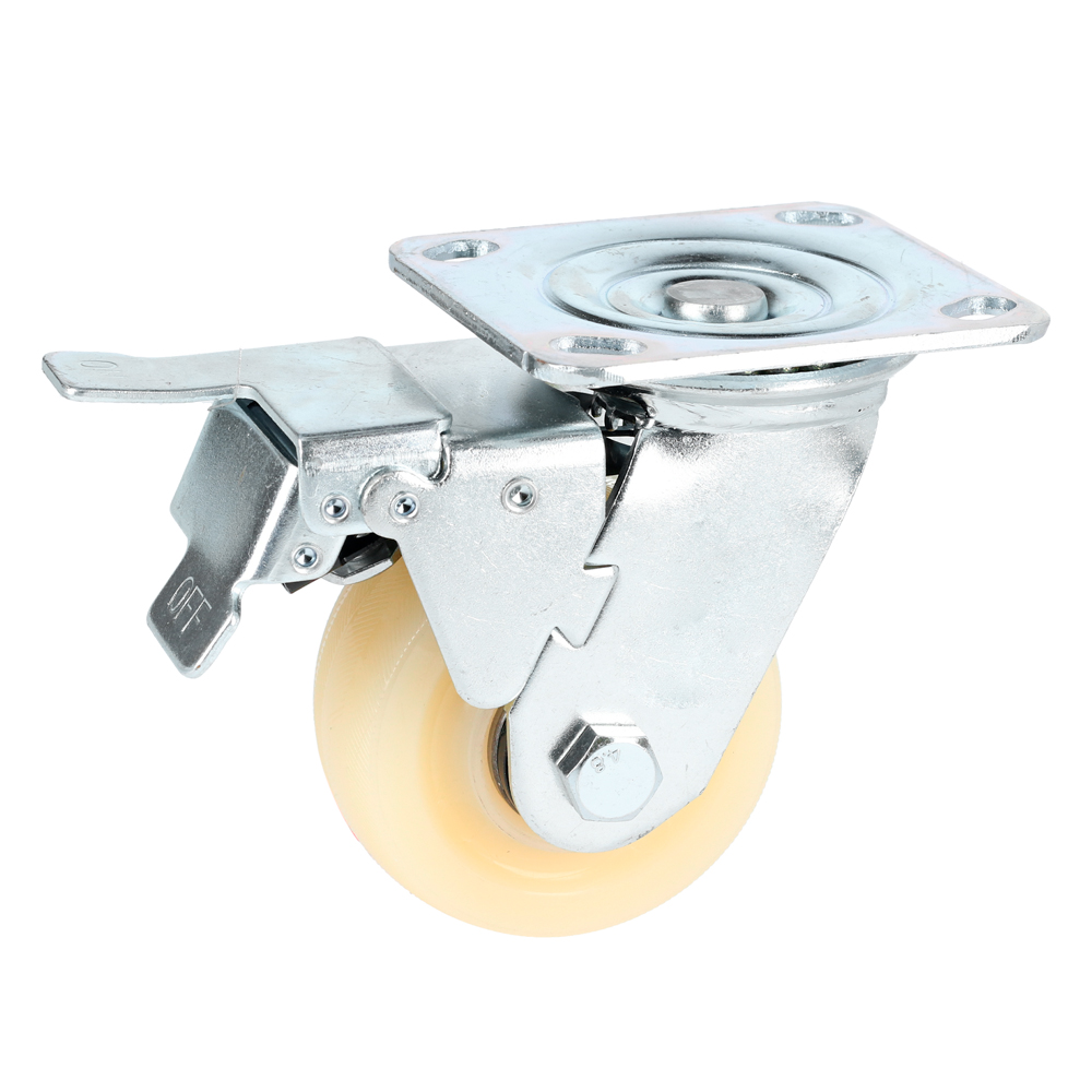 RN10B White Polypropylene Swivel Caster With Brake 4"