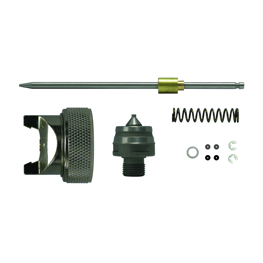 RPPG1 Gravity feed paint gun with plastic cup spare parts model PPG1. Includes: 1 fan nozzle, 1 needle, 1 spring, 1 point nozzle, 1 joint, 8 rubber washers, 4 washers Surtek