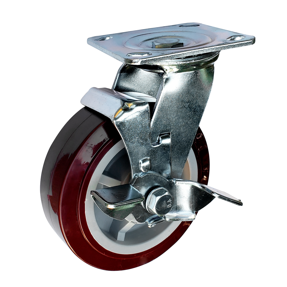 RPU10B Brown Polyurethane Swivel Caster With Brake 4"