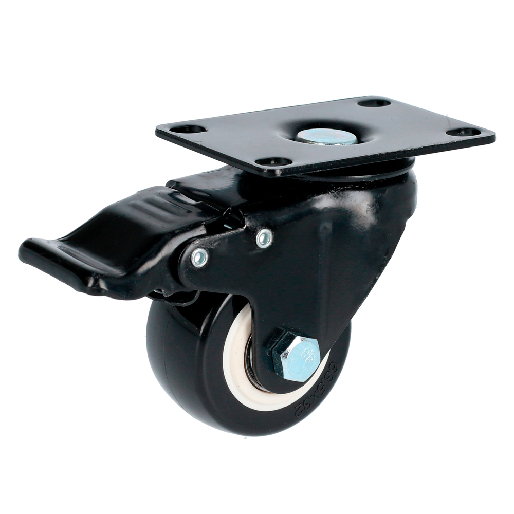 RVN5B Black Pvc Swivel Caster With Plate With Brake 2"