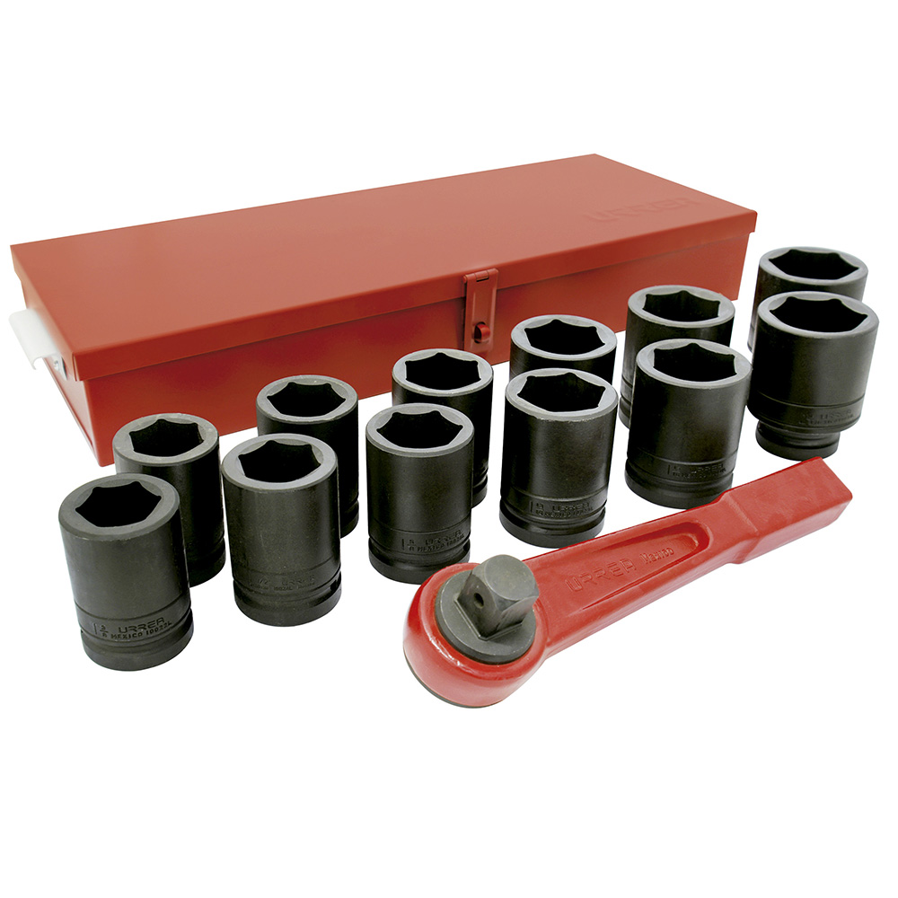 10000LH 1" drive 6-point deep impact socket set 14PC