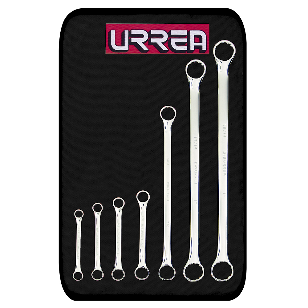 1100H Full polished 12 - pt 15° box-end wrenches (Set of 7 pieces), inches.