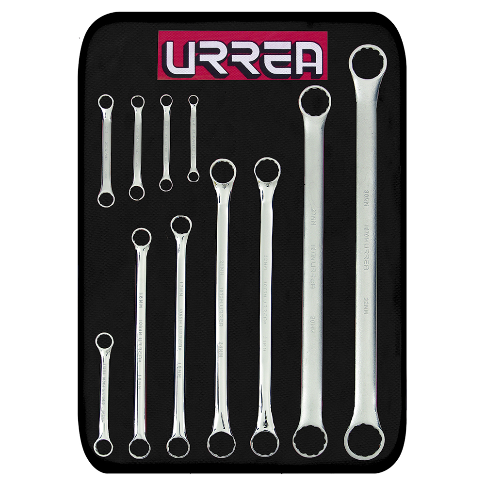 1100SM Full polished 12 - pt 15° box-end wrenches (Set of 11 pieces), metric.