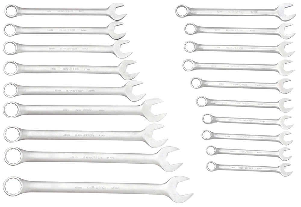 120070M Full polished 12-pt combination wrench set 19PC mm