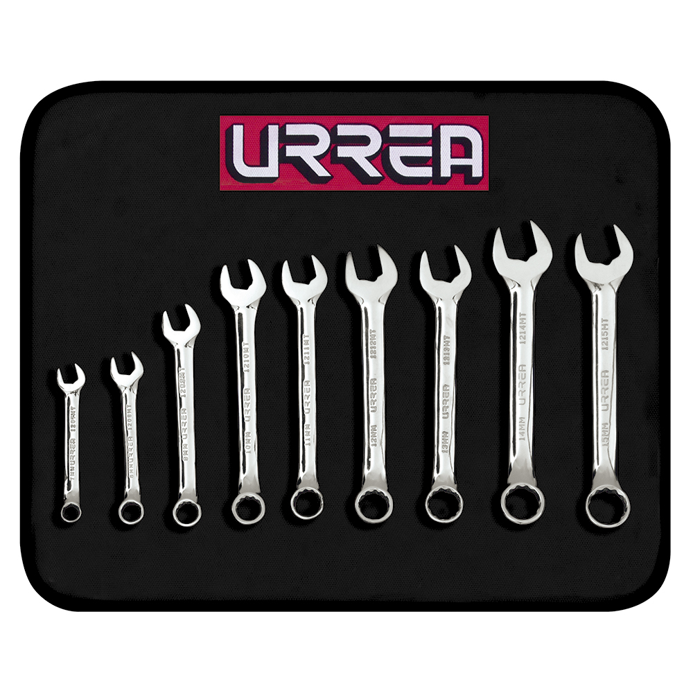 1200MT9 Full polished 12pt short combin wrench set 9pc metric