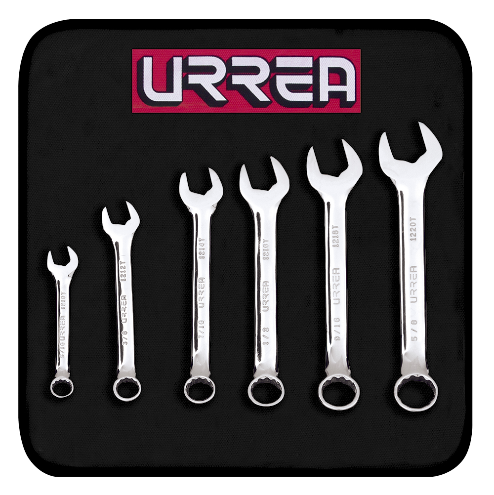 1200T6 Full polished 12pt short combin wrench set 6pc