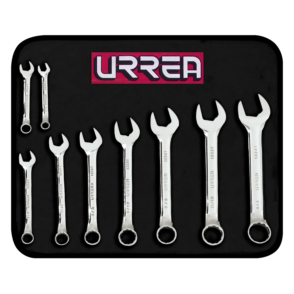 1200T9 Full polished 12pt short combin wrench set 9pc