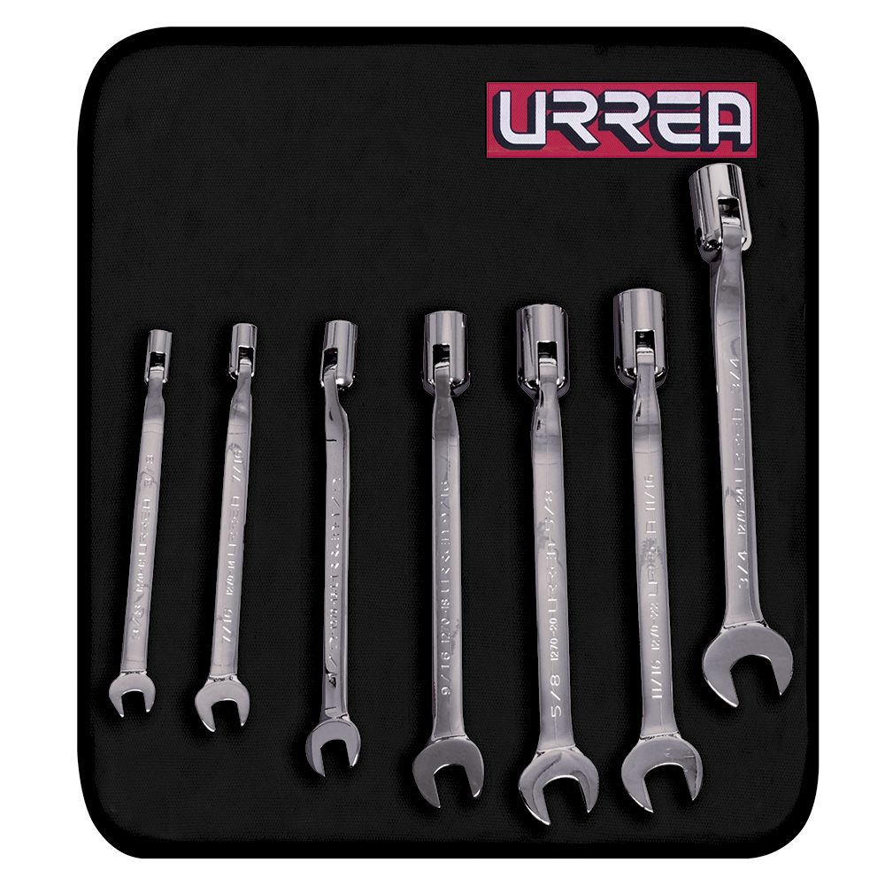 1270HF 12-point Full polished flex head Wrench Set (7 pieces), inch. 