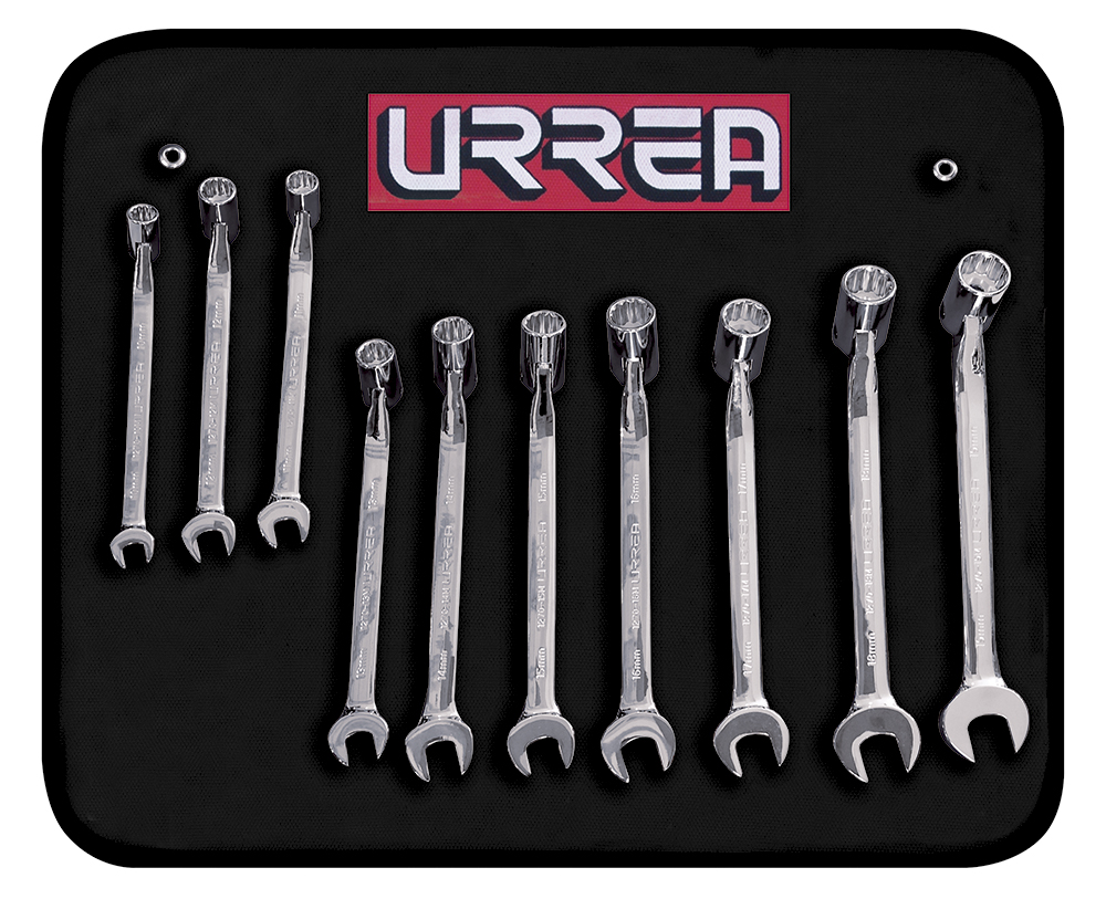 1270HMF 12-point Full polished flex head Wrench Set (10 pieces), metric. 