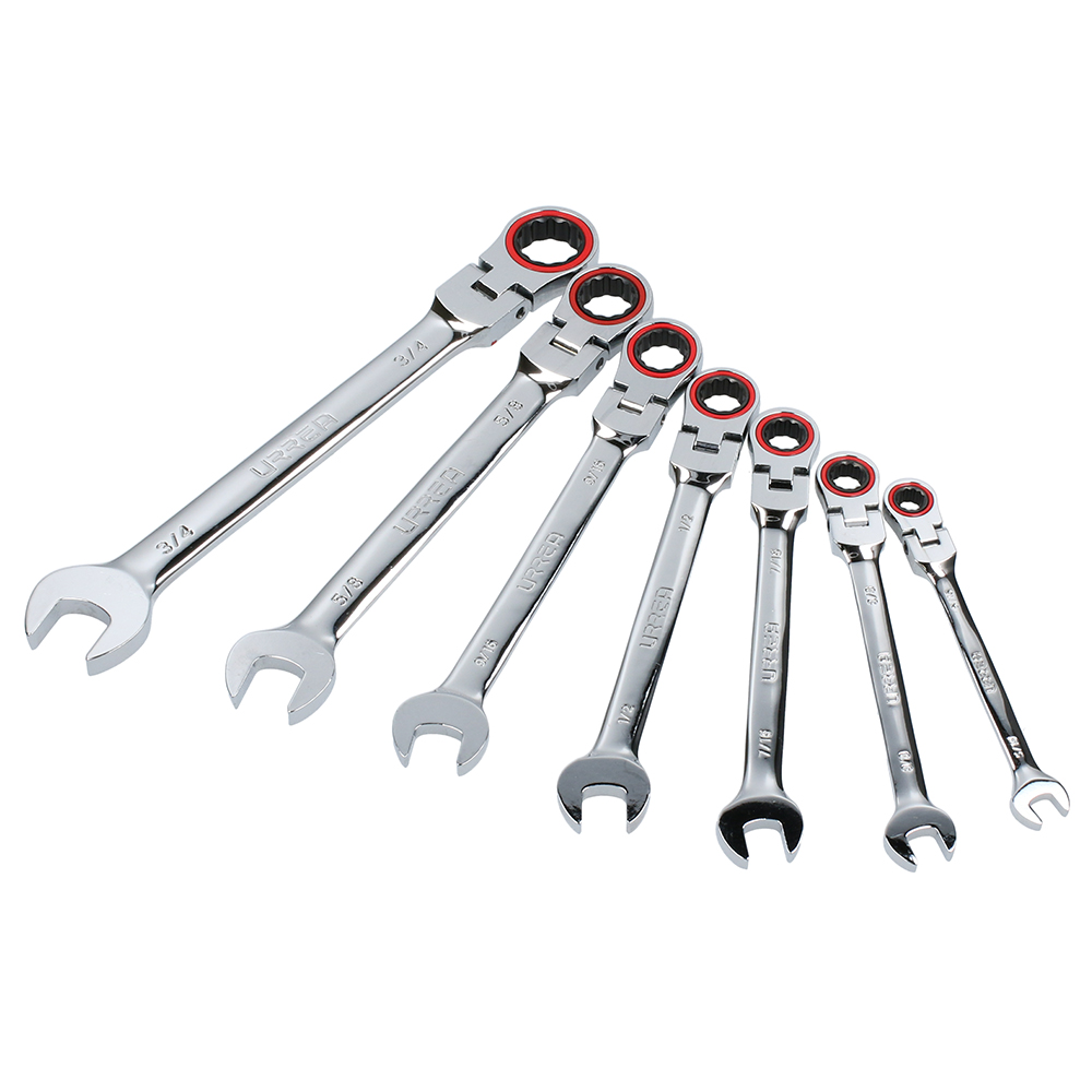 12MF7 SAE flex combination Ratcheting wrench set (7 pieces).