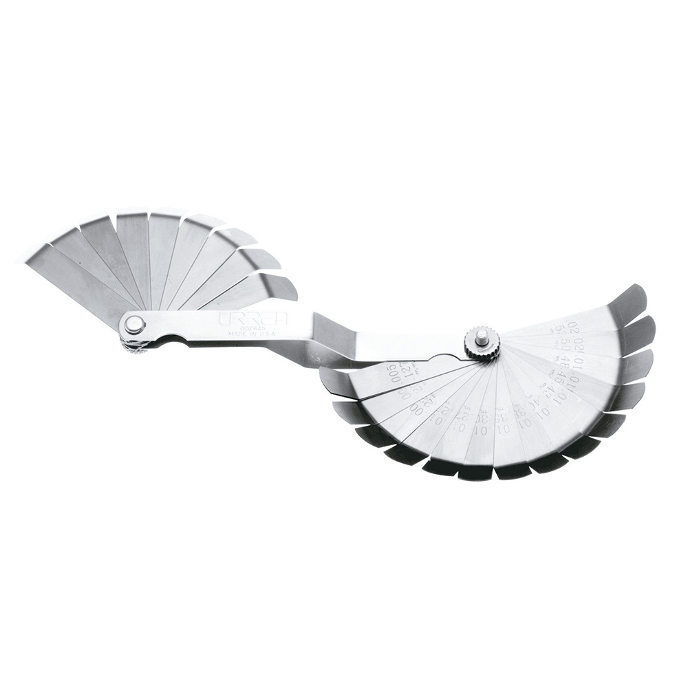 002645 26-Blade feeler gauge set with 45° tips.