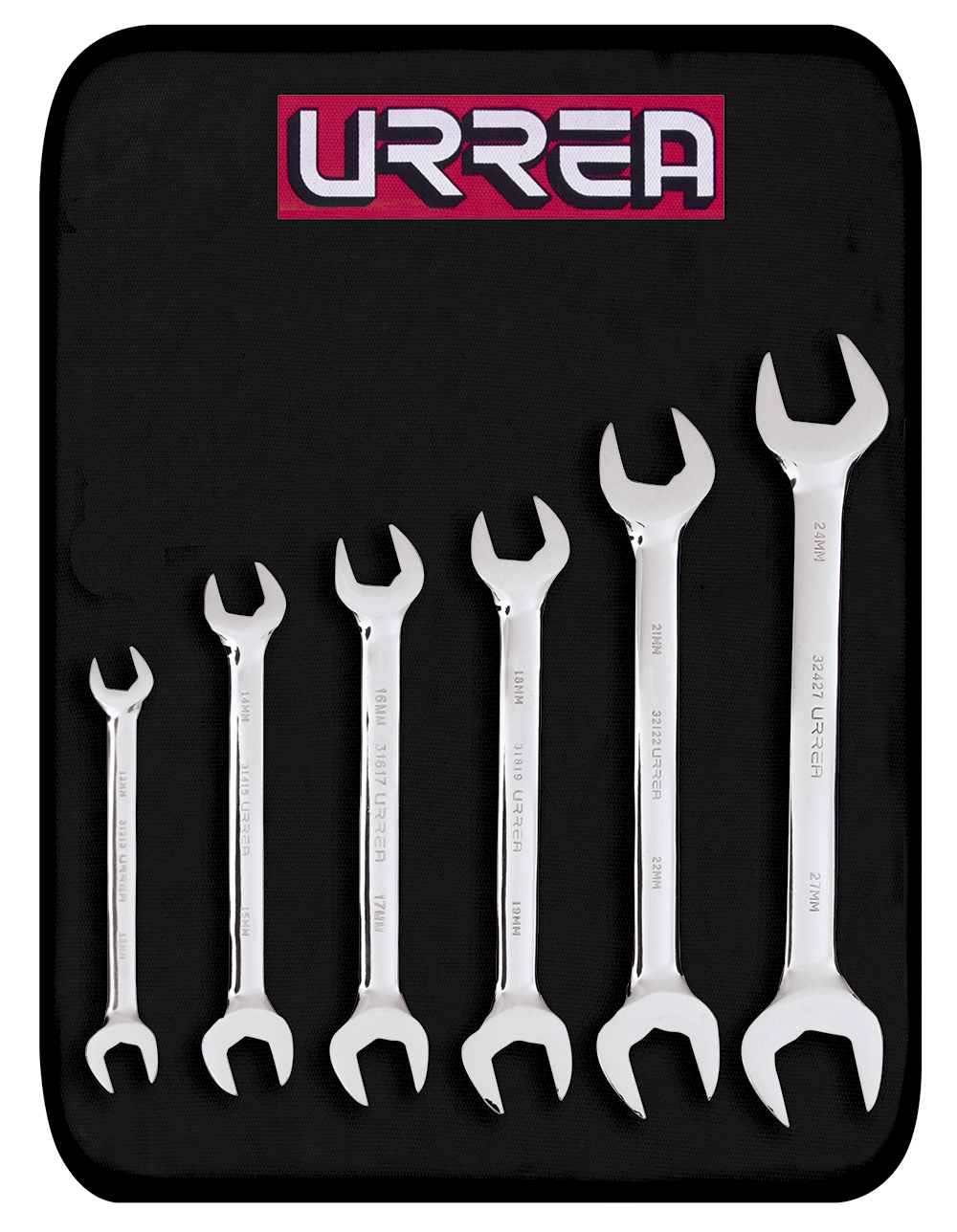 30000R Full polished open-end wrenches set (6 pieces), metric.