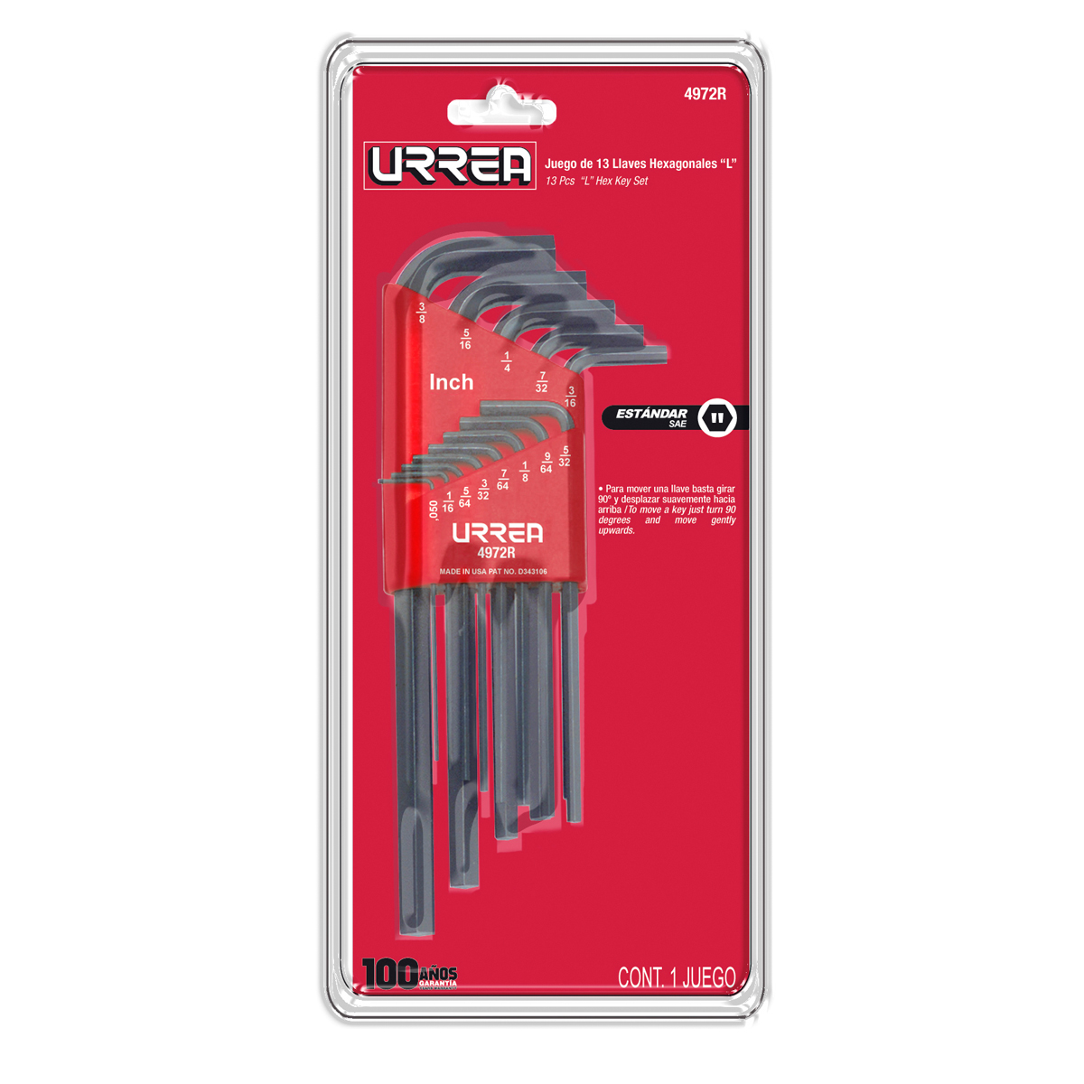 4972R Industrial Grande SAE Long L-Type Hex Key Set 13Pc