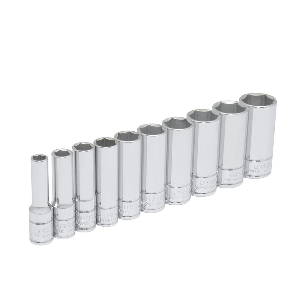 52111 3/8 in drive, 6 point deep socket set, SAE, 10 pieces