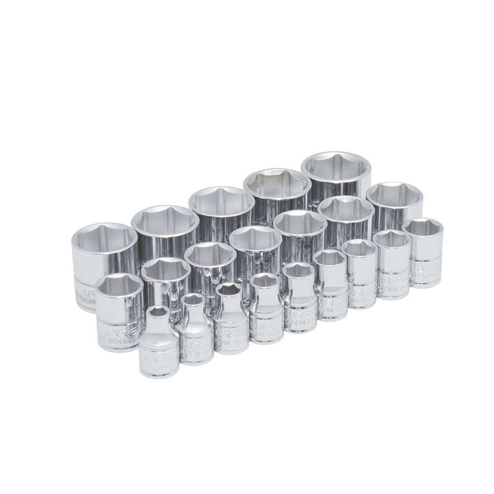 52211 3/8 in drive, 6 point short socket set, Metric, 21 pieces