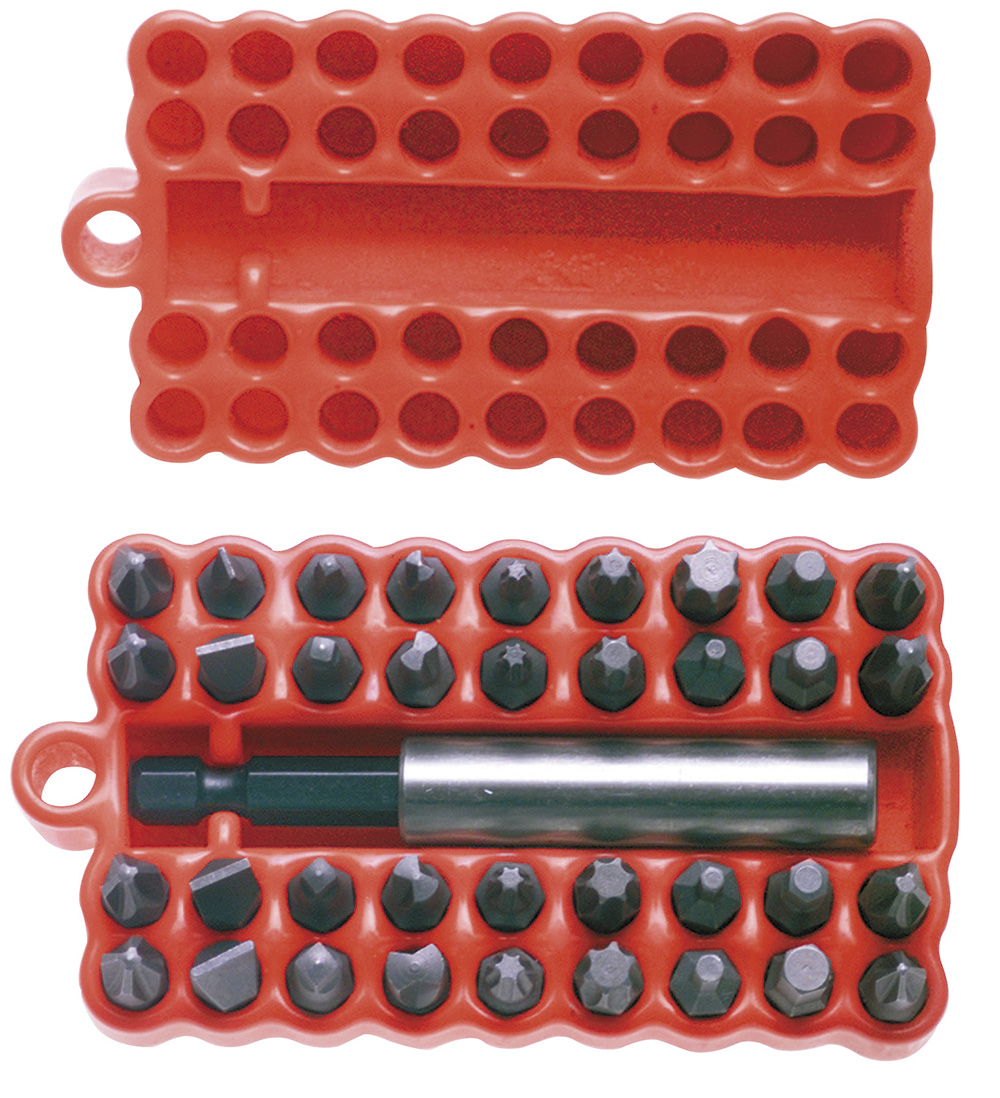 61927 Screwdriver bits with magnetic adapter, Set of 37 Pc