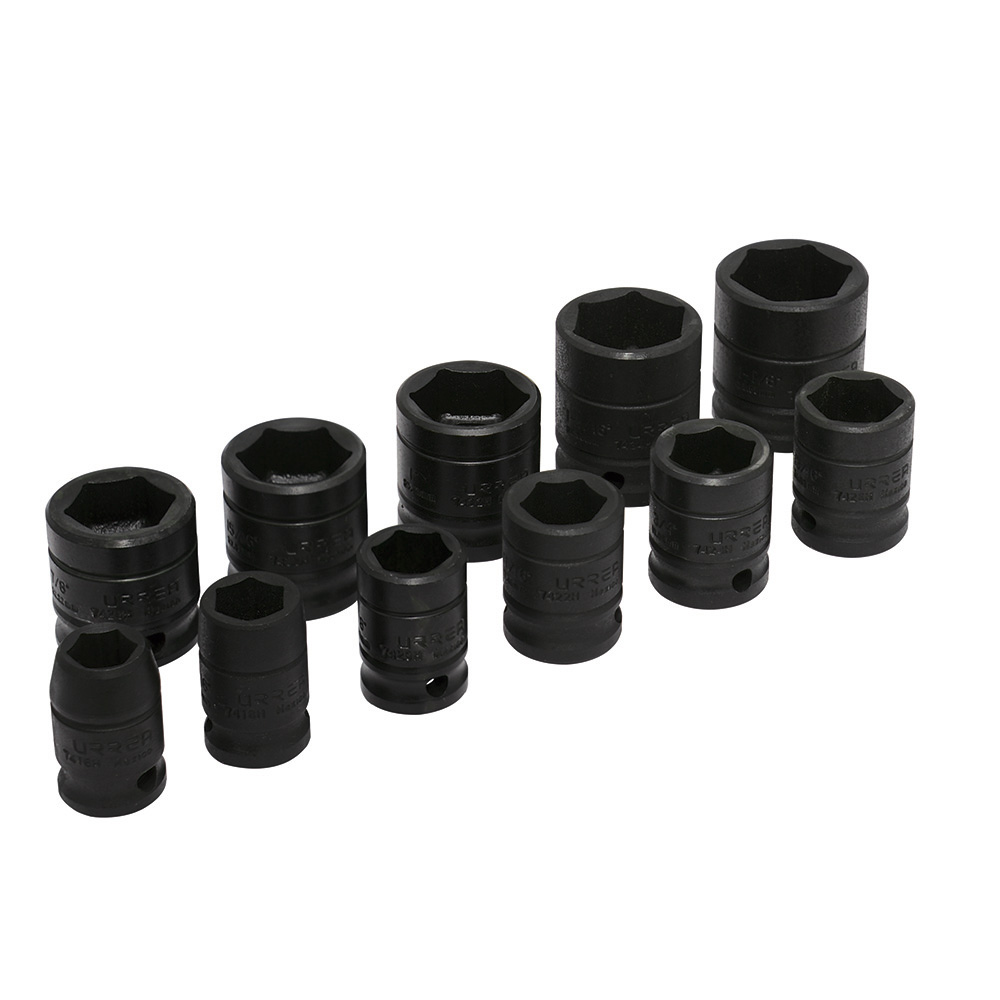 74102 1/2" drive, 6-point short impact socket set 11PC