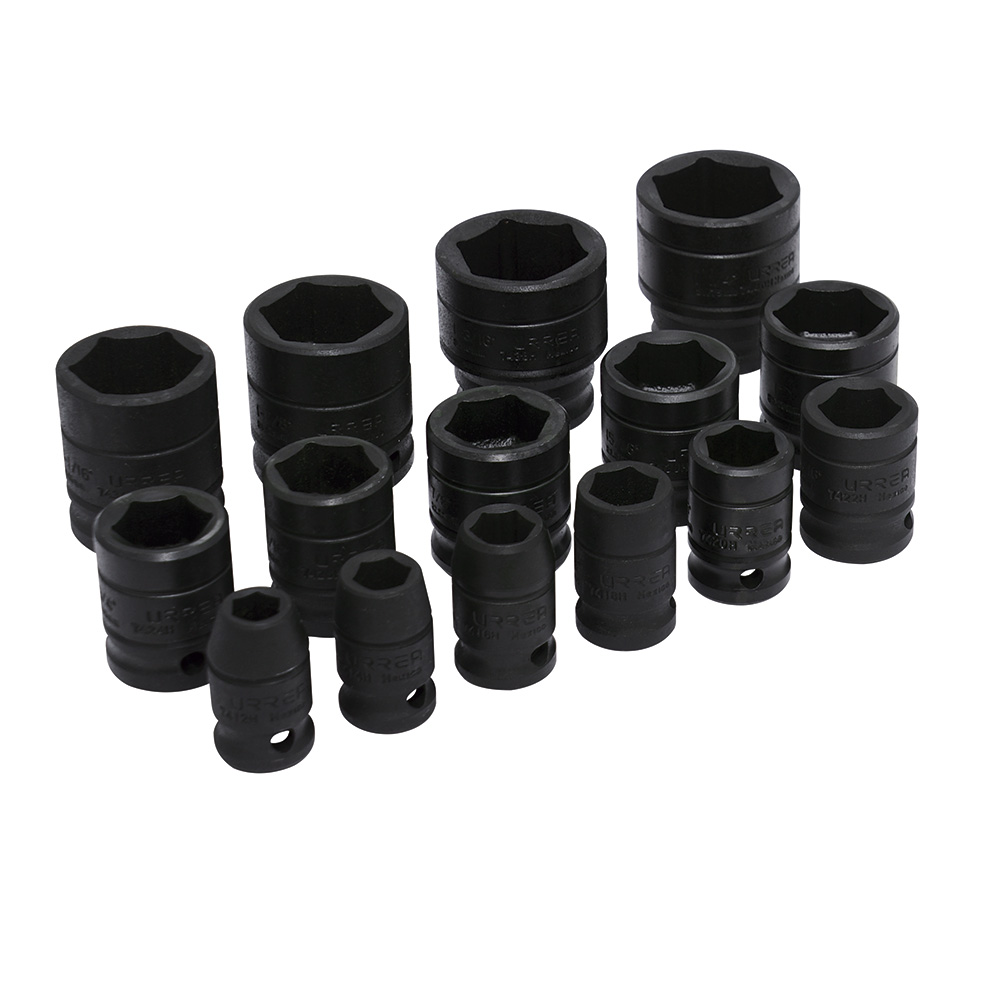 74104 1/2" drive, 6-point short impact socket set 15PC