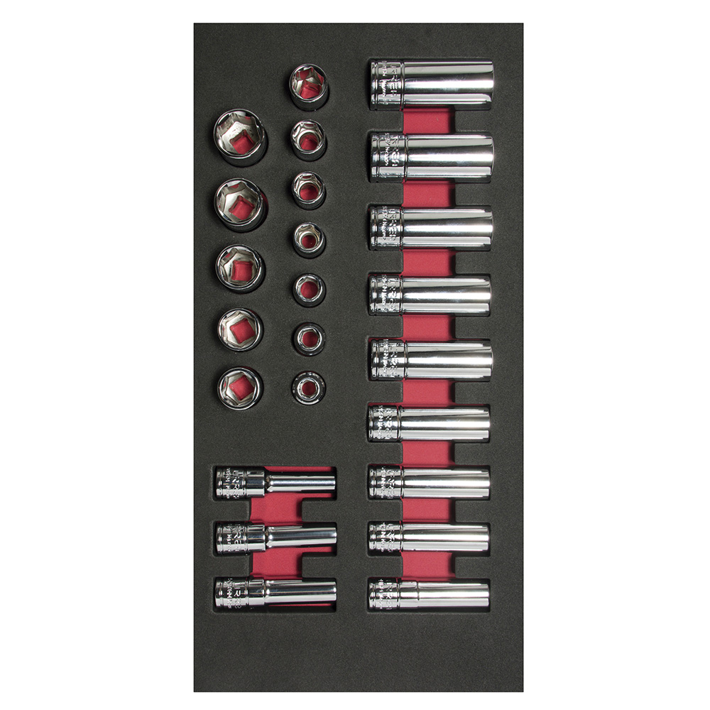 CH107 Metric 6pt, 3/8”dr standard & deep sockets 24PC