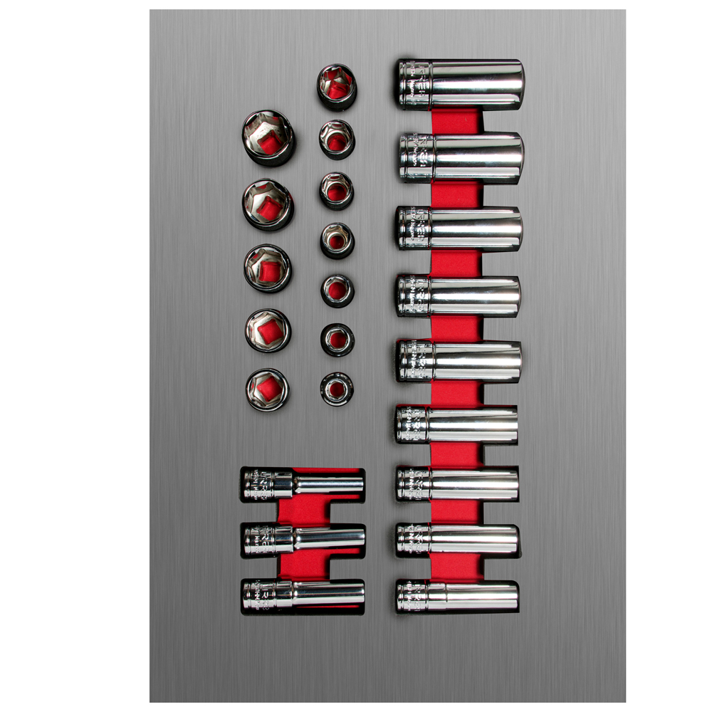 CH107L Metric 6-pt, 3/8” dr, standard & deep sockets 24pc