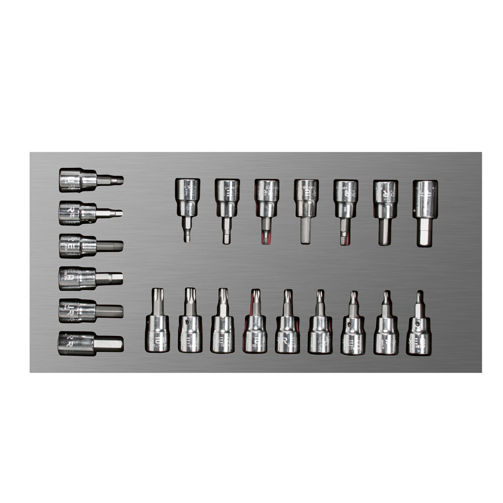 CH108L SAE & metric hexagonal & Torx tip 3/8” dr, socket bits 22pc