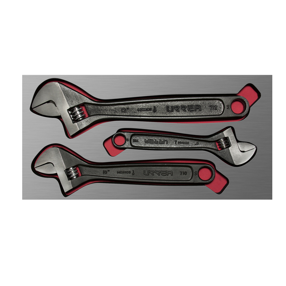 CH114L Black adjustable wrench set with laminated plastic cover 3pc