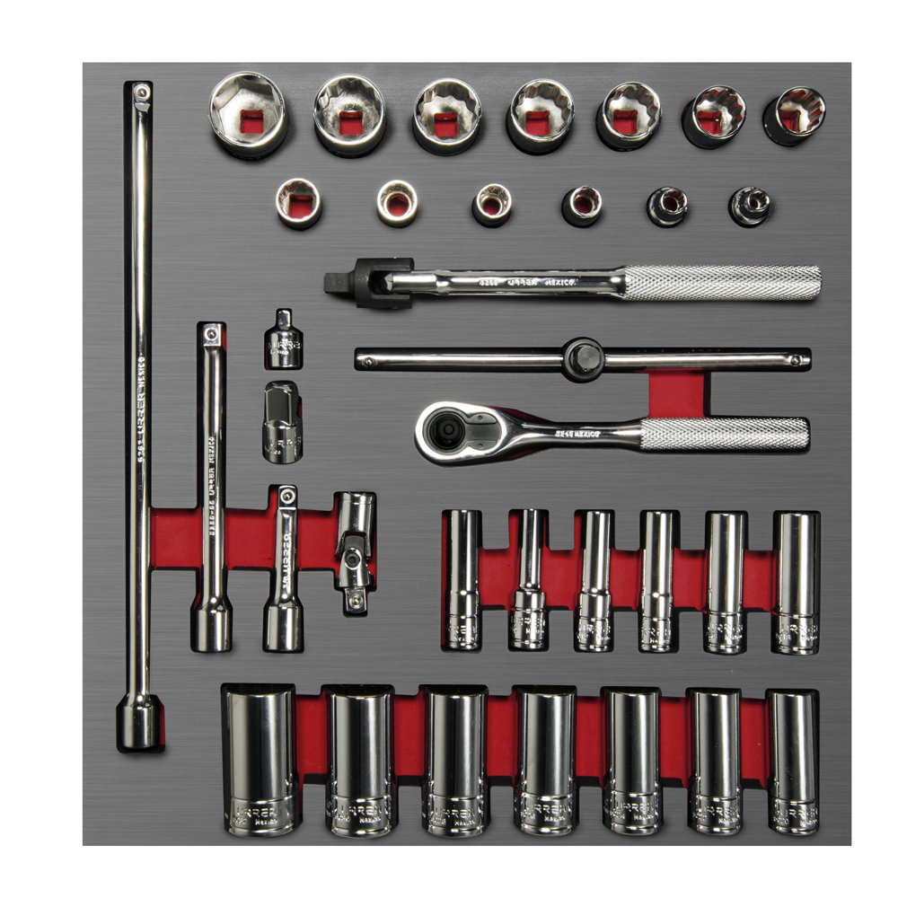 CH202L Metric 12-pt & 6-pt, 3/8” dr, standard & deep sockets with accessories 35pc