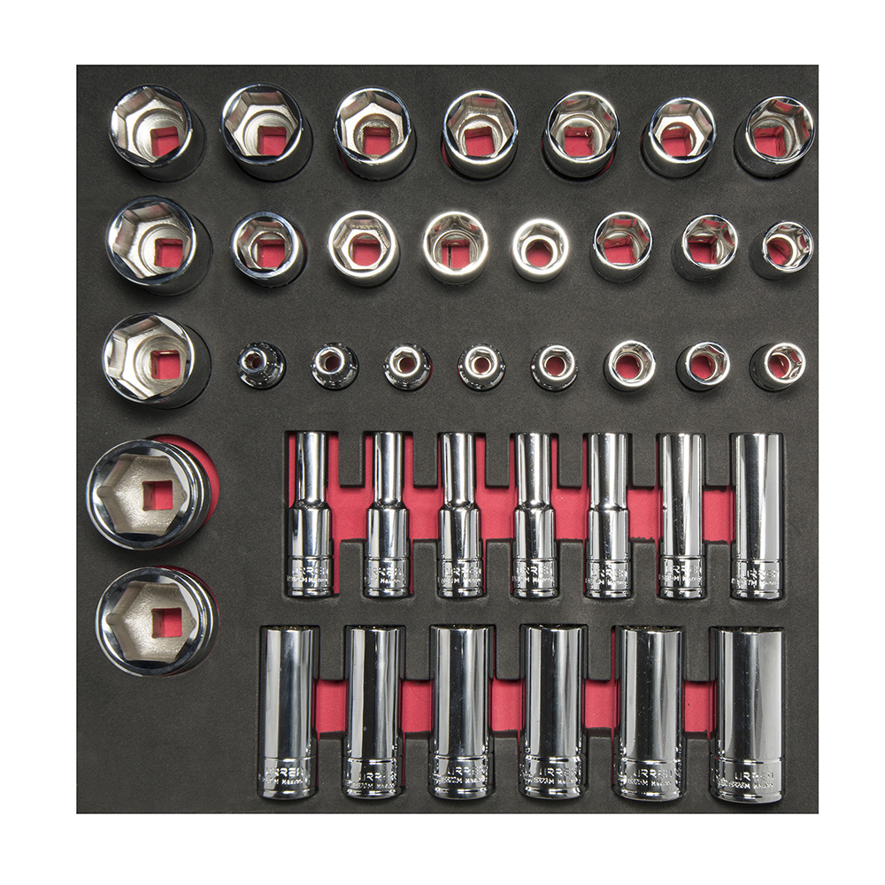 CH207 Metric 12 & 6 pt, 1/2”dr, standard & deep sockets 39PC