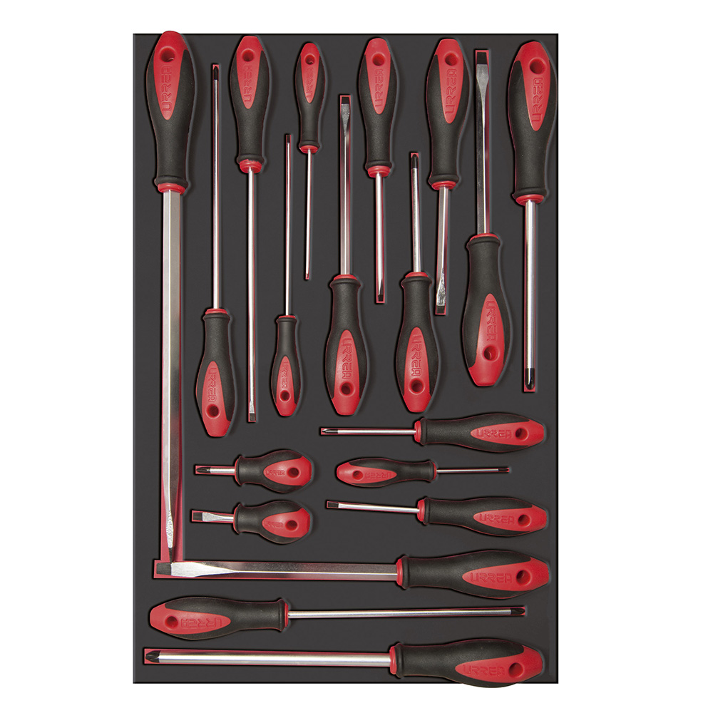 CH307 Cabinet, Phillips & flat tip bimaterial screwdrivers 19Pc