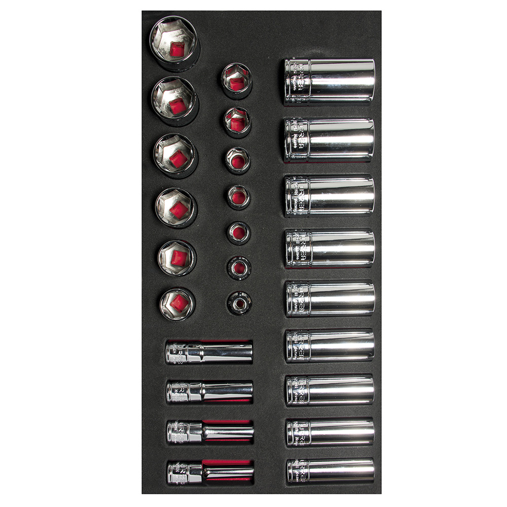 CH106 SAE 6-point, 3/8”dr, standard/deep sockets 26PC